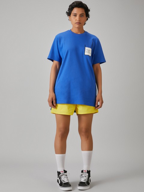 

Bhaane Unisex Blue Solid Round Neck T-shirt