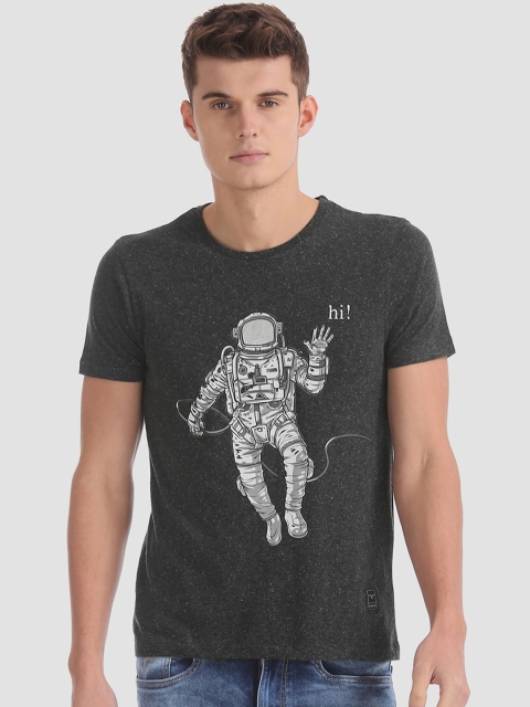 

Flying Machine Men Black Printed Round Neck T-shirt