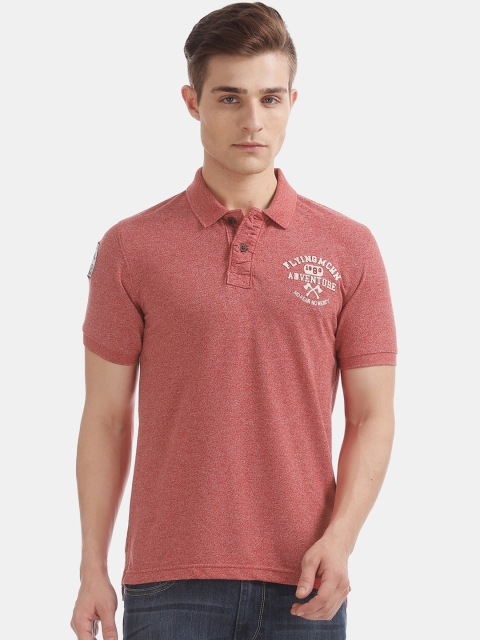 

Flying Machine Men Red Printed Polo Collar T-shirt