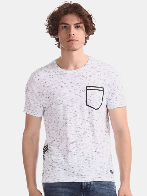 

Flying Machine Men White & Black Printed Round Neck T-shirt