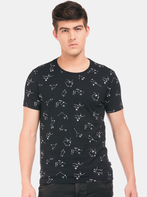 

Flying Machine Men Black Printed Round Neck T-shirt