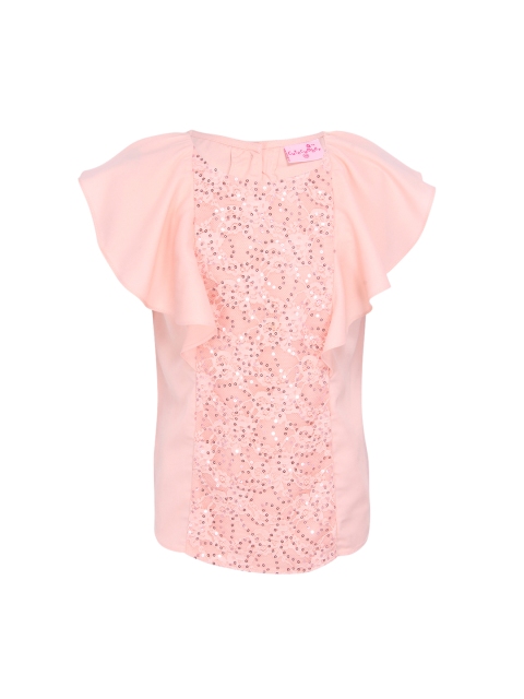

CUTECUMBER Girls Peach-Coloured Embellished Top