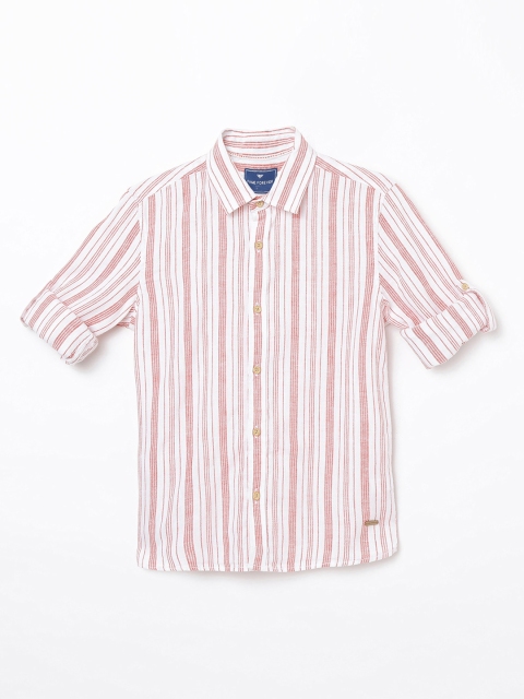 

Fame Forever by Lifestyle Boys White & Pink Slim Fit Striped Casual Shirt