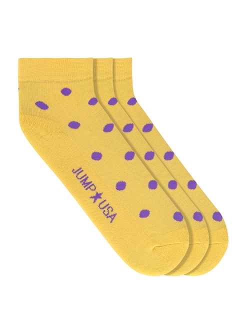 

JUMP USA Women Pack Of 3 Yellow Patterned Ankle-Length Socks
