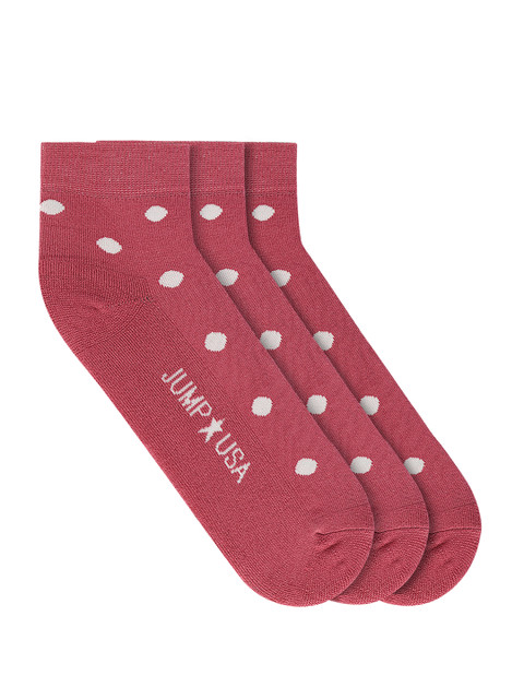 

JUMP USA Women Pack Of 3 Rust Red Patterned Ankle-Length Socks