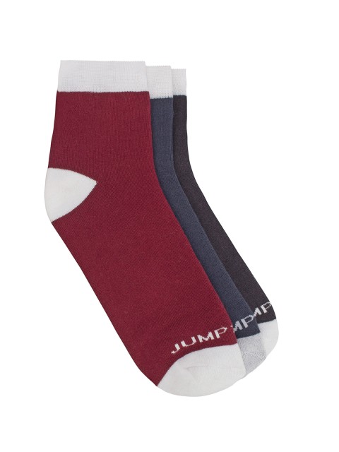 

JUMP USA Men Pack of 3 Solid Ankle-Length Socks, Black