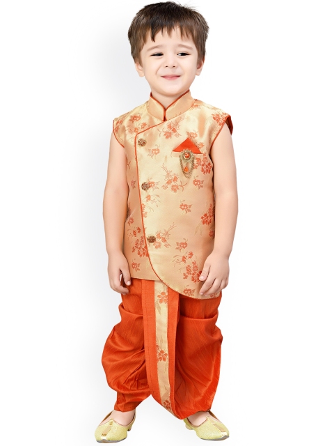 

Jeetethnics Boys Orange & Beige Printed Kurta with Dhoti Pants