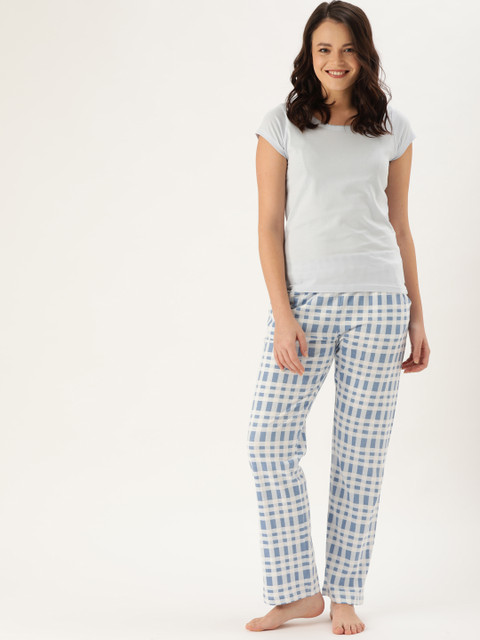 

Slumber Jill Women Blue & White Night suit