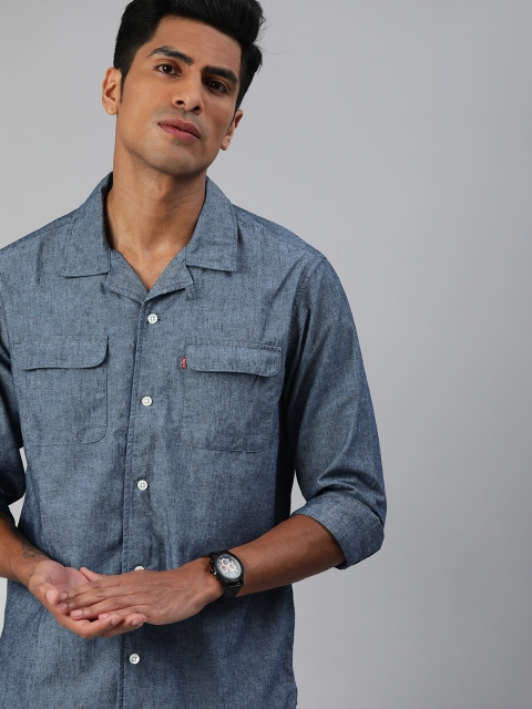 

Levis Men Blue Relaxed Regular Fit Solid Cuban Collar Casual Shirt