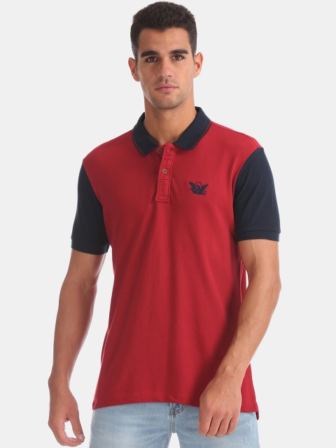 

Arrow Blue Jean Co. Men Red Solid Polo Collar Pure Cotton T-shirt
