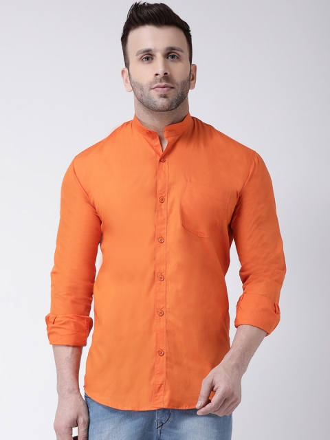 

Hangup Men Orange Smart Slim Fit Solid Casual Shirt