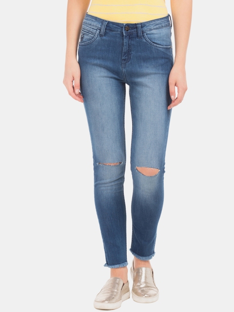 

Flying Machine Women Blue Super Skinny Fit Mid-Rise Slash Knee Stretchable Jeans