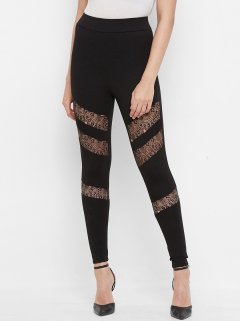 

bebe Women Black Sheer Panelled Legging