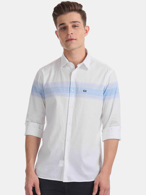 

Arrow Sport Men White & Blue Slim Fit Striped Casual Shirt