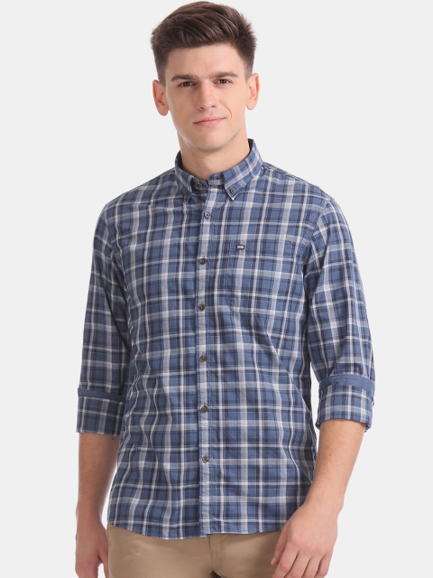 

Arrow Sport Men Blue & Green Slim Fit Checked Casual Shirt