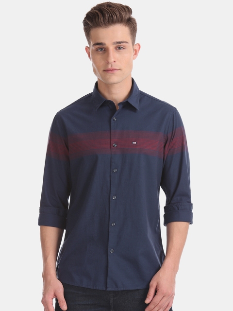 

Arrow Sport Men Navy Blue & Red Slim Fit Striped Casual Shirt