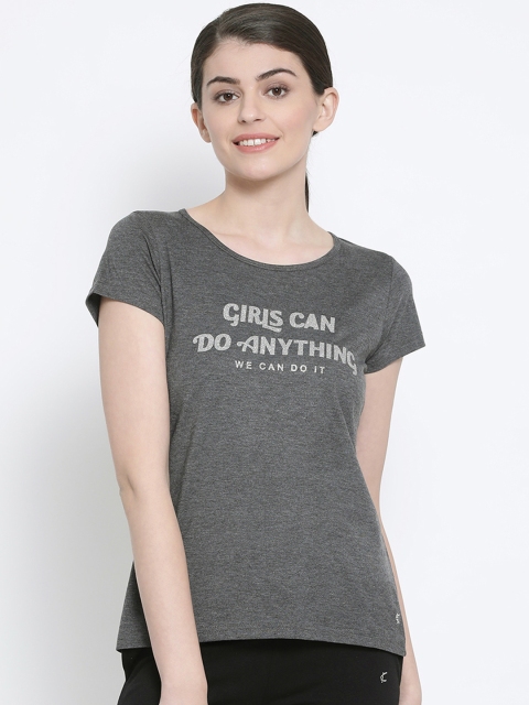 

Kanvin Women Charcoal Grey Printed Lounge T-Shirt