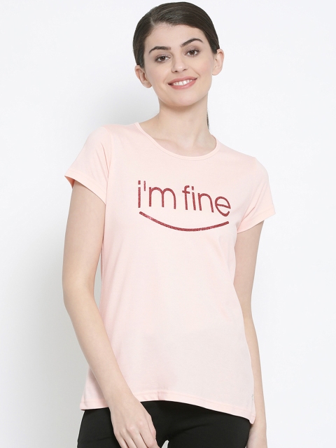 

Kanvin Women Pink Printed Round Neck Lounge Tshirt