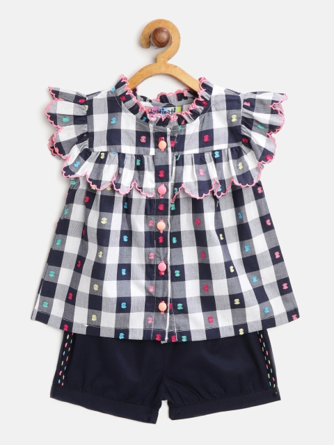 

Nauti Nati Girls Navy Blue & White Checked Top with Shorts