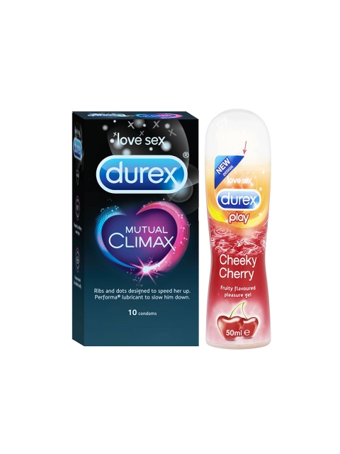 

Durex Pack of Mutual Climax Condoms & Play Cheeky Cherry Lubricant, Multi