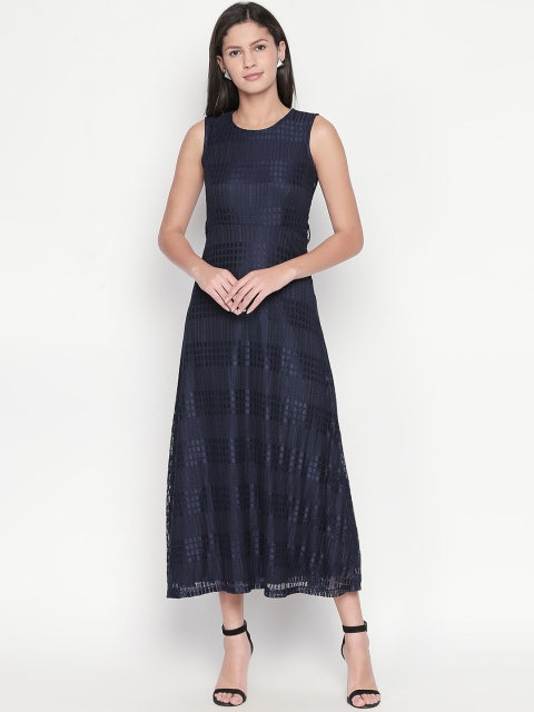 

Forever Glam by Pantaloons Women Navy Blue Self Design Fit and Flare Dress