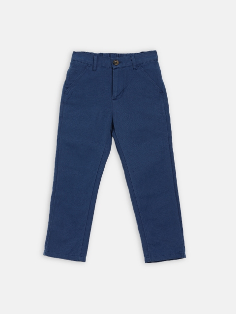 

Blue Giraffe Boys Navy Blue Regular Fit Solid Trousers