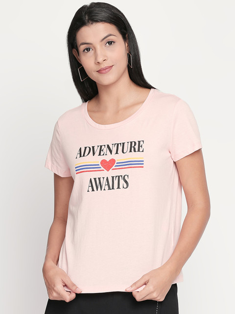 

Honey by Pantaloons Women Pink Solid Round Neck T-shirt