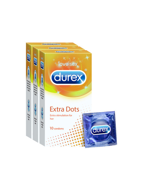 

Durex Pack of 3 Extra Dots Lubricated Condoms, Yellow