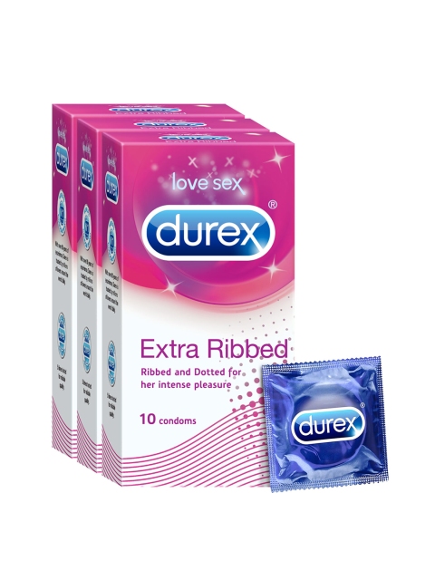 

Durex Pack of 3 Extra Ribbed Lubricated Condoms, Pink
