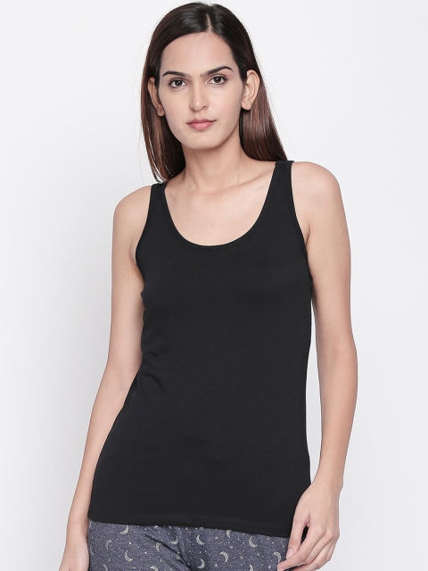 

Dreamz by Pantaloons Women Black Solid Pure Cotton Top