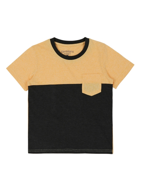 

CHALK by Pantaloons Boys Yellow Colourblocked Round Neck Pure Cotton T-shirt