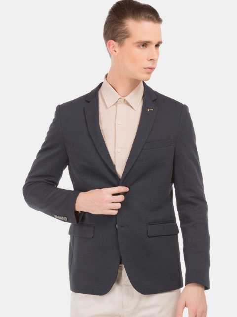 

Arrow Sport Men Navy Blue Self Design Slim-Fit Single-Breasted Blazer
