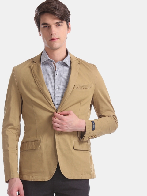 

Arrow Sport Men Khaki-Coloured Solid Single-Breasted Blazer