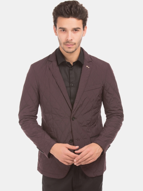 

Arrow Sport Men Brown Solid Single-Breasted Quilted Blazer
