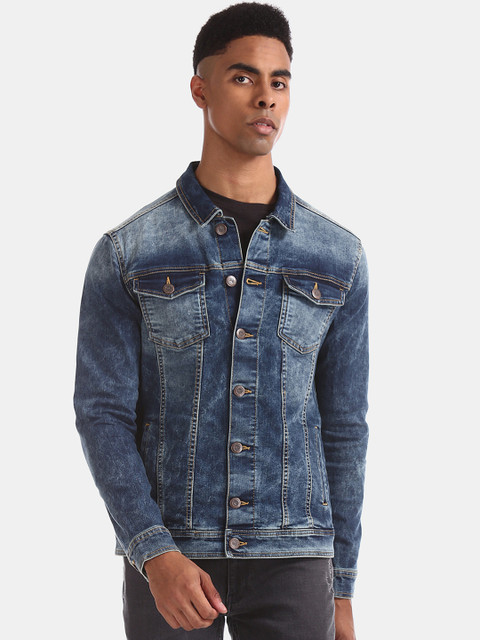 

Aeropostale Men Blue Solid Denim Jacket