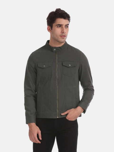

Aeropostale Men Olive Green Solid Tailored Jacket