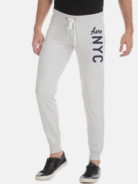 

Aeropostale Men Grey Heathered Solid Fleece Joggers