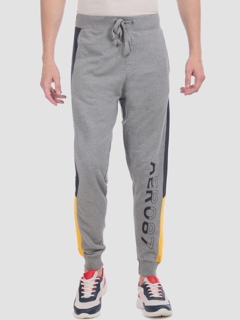 

Aeropostale Men Grey & Black Printed Straight-Fit Joggers