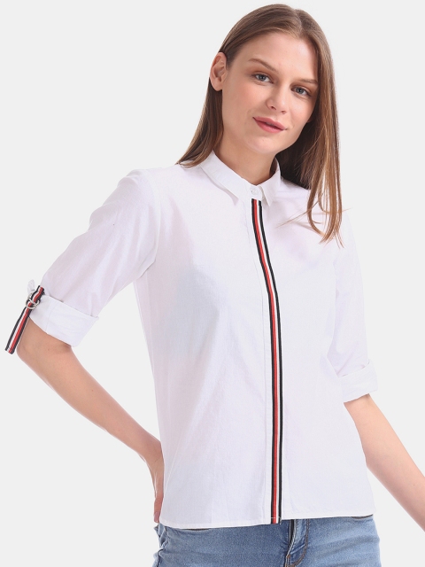 

Sugr Women White Regular Fit Solid Casual Shirt