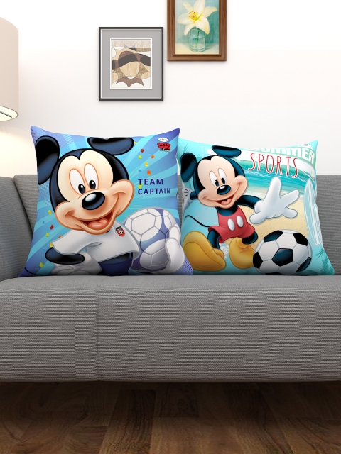 

Disney Kids Set of 2 Blue & White Disney Mickey Mouse Printed Square Cushion with Covers