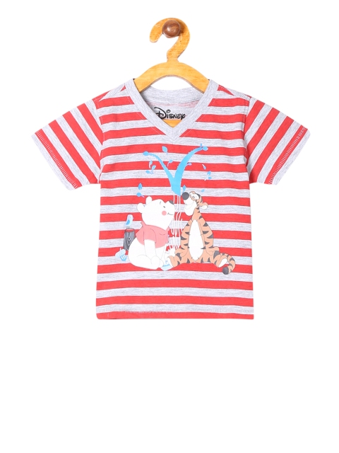 

Colt Boys Grey Winnie The Pooh Printed Striped V-Neck T-shirt