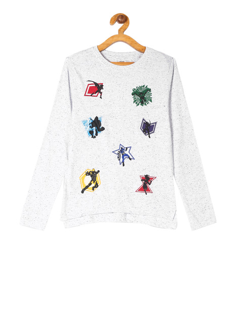 

Colt Boys Off-White & Blue Avengers Printed Round Neck T-shirt