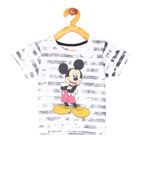 

Colt Infant Boys White & Grey Mickey Mouse Printed Round Neck T-shirt