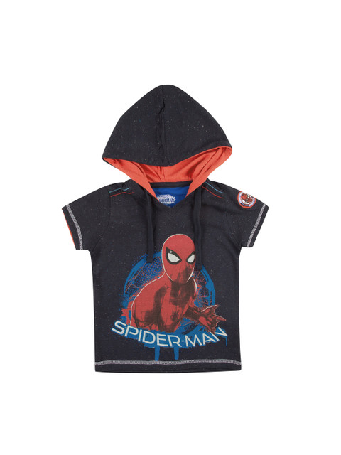 

Colt Boys Navy Blue Spiderman Printed Hood T-shirt