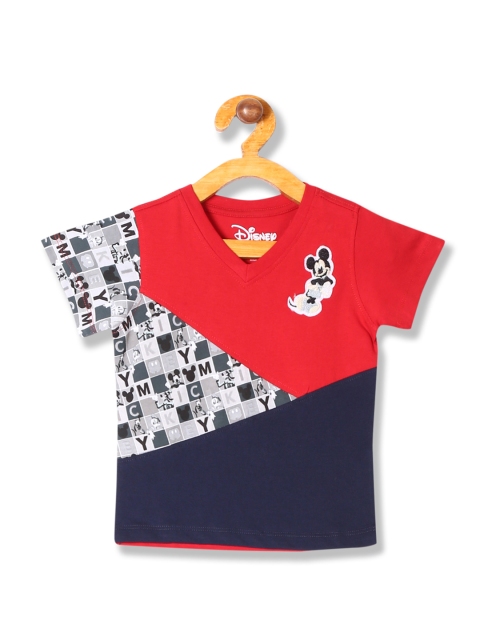 

Colt Boys Red & Navy Blue Colourblocked V-Neck T-shirt