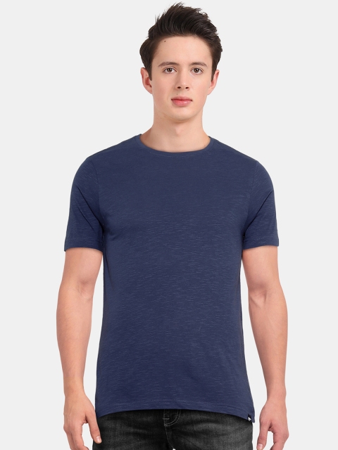 

Ruggers Men Navy Blue Solid Round Neck T-shirt