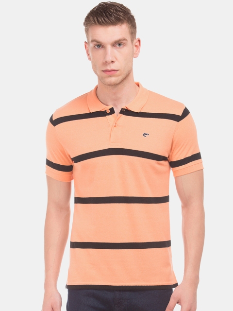 

Ruggers Men Orange & Black Striped Polo Collar T-shirt