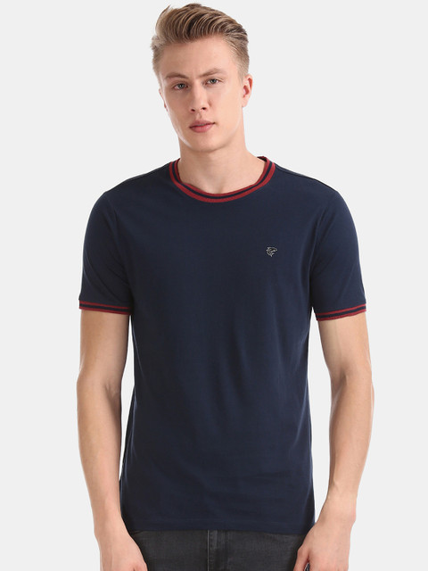 

Ruggers Men Blue Solid Round Neck T-shirt