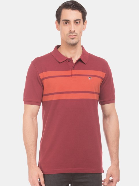 

Ruggers Men Red & Orange Striped Polo Collar T-shirt