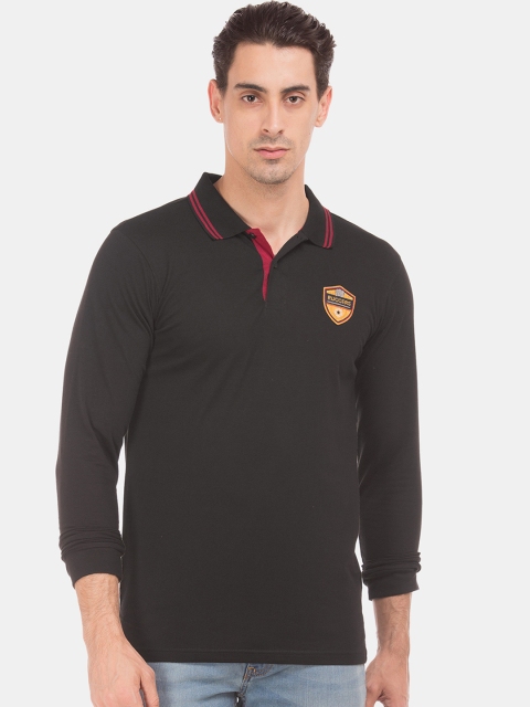 

Ruggers Men Black Solid Polo Collar T-shirt